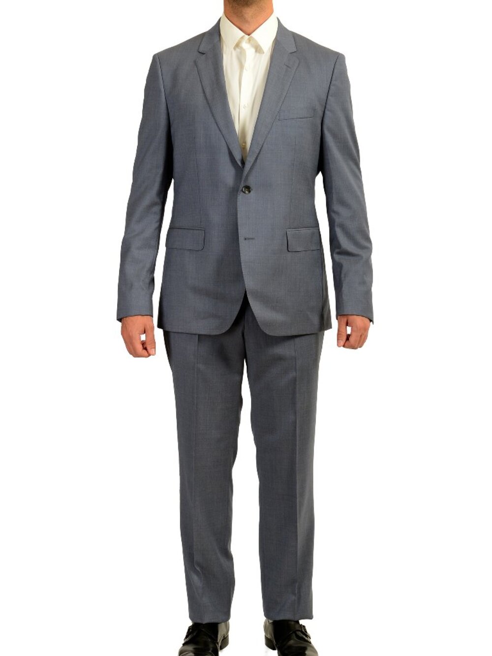 Hugo Boss Men's "Johnstons1/Lenon" Blue 100% Wool Two Button Suit US 42R IT 52R
